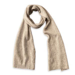 100% Cashmere Lightweight Knit Scarf in Heathered Taupe